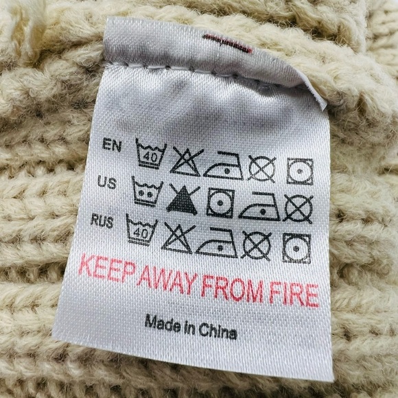 FURTALK WOMENS BEIGE ACRYLIC RIBBED KNIT BEANIE WITH FAUX FUR POM PON - Picture 5 of 10